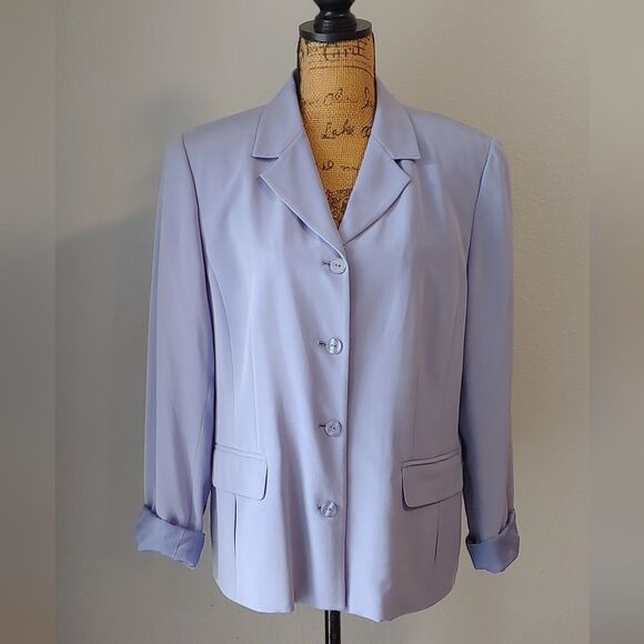 Style & Co Collection Lavender Button-up Suit Jacket Sz 14 100% Silk - Picture 1 of 7